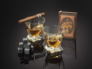 Kit de cocktails Old Fashioned personnalisé avec verres à <span class=keywords><strong>whisky</strong></span> gravés écologiques, ensemble cadeau avec sous-verre en ardoise, 6 pierres à <span class=keywords><strong>whisky</strong></span> en granit et support en bois pour <span class=keywords><strong>whisky</strong></span> - Product Image 5