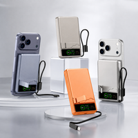 Batterie externe magnétique sans fil 10000 mAh avec câble de charge intégré et support pliable, chargeur portable