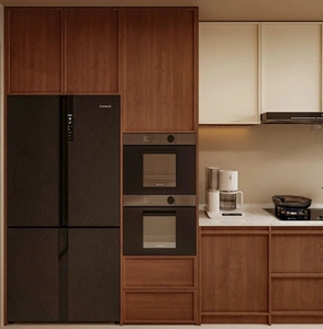 Ensemble d'armoires de cuisine en bois avec îlots, laque noire, prix avantageux, fabrication d'armoires de cuisine, échantillon de conception - Product Image 4