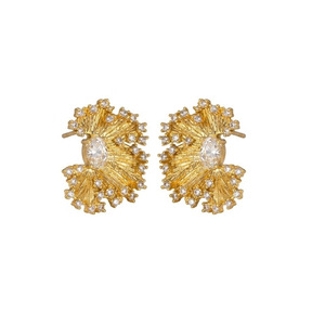 Pendientes de Hoja de Ginkgo, Chapados en Oro, con Poste de Cobre, Diseño de Planta, Joyería de Moda EDB-081 - Product Image 4