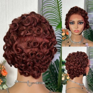 HD 13x4 Full Lace for Lace Curly for Cut Wig Short Brazilian Remy Hair 180% Density High Quality Black - Product Image 5