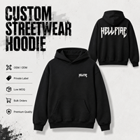 Sweat à capuche personnalisé avec logo imprimé en relief 3D, pour hommes et femmes, coupe ample, en molleton de coton épais, streetwear, OEM, faible MOQ, noir Hellfire