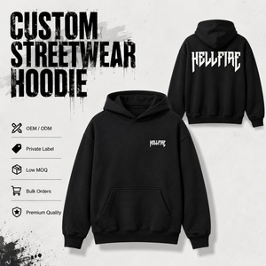 Sweat à capuche personnalisé avec logo imprimé en relief 3D, pour hommes et femmes, coupe ample, en molleton de coton épais, streetwear, OEM, faible MOQ, noir <span class=keywords><strong>Hellfire</strong></span> - Product Image 1