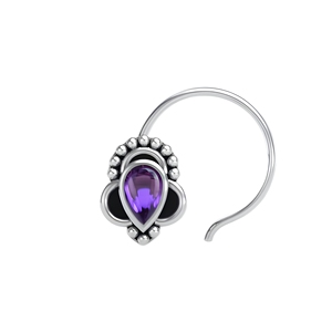 Piercing de nez en argent sterling 925 avec améthyste en forme de poire sertie dans un cadre, pour femmes et filles, cadeau ou usage quotidien - Product Image 1
