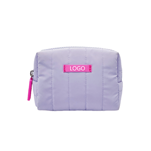 Water-resistance Padded Pink Polyester Makeup <strong>Bag</strong> Custom Logo OEM Wholesale Beauty Pouch Promotional Quilted Small <strong>Cosmetic</strong> <strong>Bag</strong> - Product Image 2