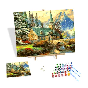Diy Painting by Numbers Modern Forest Cabin 3d Print Paint by Numbers Home Decor Gifts Decoration Arts Crafts