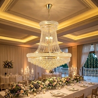 Lustre décoratif de luxe en cristal LED avec interrupteur, pour hall d'entrée, salon, villa, grandes pièces, mariages, plafonds hauts, boule dorée