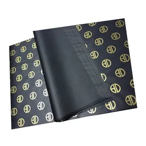 Kertas tisu hitam Logo emas metalik hadiah kertas bungkus salinan pembungkus Hadiah besar Aksesori pembungkus kertas pembungkus