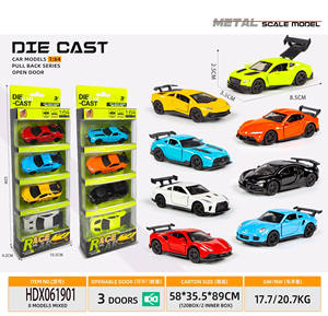 豪华定制1:64仿真合金汽车男孩3门开口8模型拉回压铸儿童跑车玩具 - Product Image 6