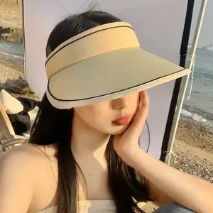 Chapeau haut de forme vide résistant aux UV pour femmes Chapeau de plage à large bord Casquette à visière pour femmes