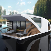Maison Modulaire Mobile Moderne Préfabriquée de Luxe 2025 Personnalisée, Petites Maisons Flottantes, Bateau-Maison, Hôtel Flottant, Péniche Ponton