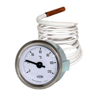 Thermomètre C71 diamètre 52 mm avec corps en acier zingué et cadre en acier, capillaire mm 1500 2,4 mm revêtu de PVC, température - Product Image 1