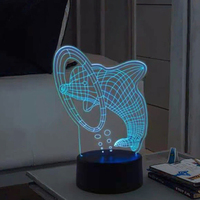 Lampe de nuit acrylique lumineuse à base de LED Lampe de nuit acrylique 3d 3 couleurs avec câble USB pour la décoration vente en gros