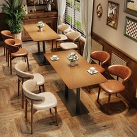 Ensemble de meubles de restaurant commercial moderne en bois massif et rotin, ensemble de table pour hôtel, restaurant, bar, salon de thé, mobilier commercial