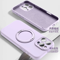 Étui de téléphone magnétique en silicone liquide tendance pour iPhone 13 14 16 15 Pro Max avec support rotatif à 360 degrés, anti-chute, protection contre les chocs
