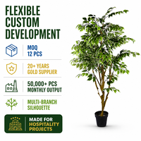 Arbre artificiel en soie Ficus avec pot en plastique, plante artificielle pour le bureau, la maison, la ferme, le salon, la décoration intérieure et extérieure