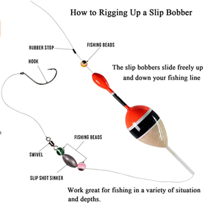 Flotteurs Slip Bobbers, toboggans en bois de balsa avec arrêts de Bobbers, flotteurs de pêche et Bobbers pour la pêche à la <span class=keywords><strong>truite</strong></span> basse Crappie - Product Image 3