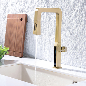 <span class=keywords><strong>Rubinetto</strong></span> da Cucina Digitale Estraibile Monocomando in Ottone Spazzolato Oro, Miscelatore <span class=keywords><strong>Flessibile</strong></span> di Lusso per Cucina - Product Image 2