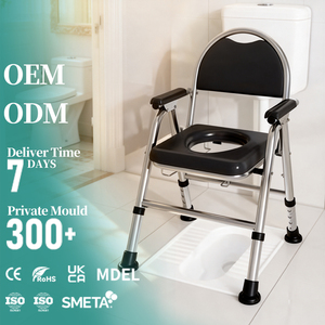 Chaise de toilette <span class=keywords><strong>tout</strong></span>-en-un en acier inoxydable pour chambre à coucher, réglable en hauteur, sans installation requise, usage exclusif pour personnes âgées, directement de l'usine - Product Image 1