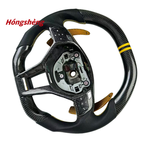 Volant en fibre de carbone personnalisé pour <span class=keywords><strong>Mercedes</strong></span> Benz modèles W204C63 W212 W218 W205 W222 W221 avec palettes de changement de vitesse jaunes - Product Image 3