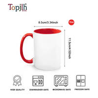 Mug en céramique vierge bicolore de 15 oz pour sublimation, idéal pour usage quotidien et cadeaux de fêtes, vente en gros Topjlh