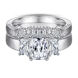Dames Sieraden Classic Zilver 925 Ringen Met Liefde Hart Mode Crystal Wedding & Party Wide Ring Voor Vrouwen Zilveren Sieraden