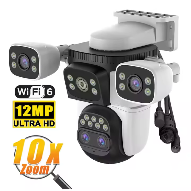 CS621ZS 12MP WiFi PTZ Security Camera 360 Degree 10X Optical Zoom Full Color Night Vision Human Detection Two-Way Audio IP66