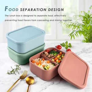 Rectangle <b>Plastic</b> <b>Lunch</b> <b>Box</b> 2 Compartments Stackable Portable Bpa Free Food Container for All M Size Simple Style - Product Image 4