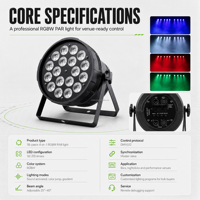 Projecteur LED RGBW 250W avec effets de mélange de couleurs complets, solution d'éclairage bleu pour mariages et événements, contrôlé par DMX512, indice de protection IP33