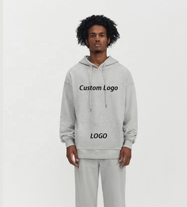 Felpe con cappuccio da uomo 100% in cotone pesante felpe 380 GSM pesante di colore grigio spugna ampio LOGO personalizzabile <span class=keywords><strong>stampa</strong></span> il tuo disegno - Product Image 2