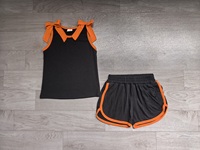 Précommande GSSO3825MZ – Ensemble d'été pour bébés et jeunes enfants : chemise verte et short en coton avec nœuds – Vêtements pour filles en gros