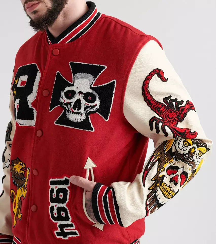 Benutzer definierte Hip Hop Giacca Streetwear Plus Size Letterman Jacke Qualität Chenille Stickerei Baseball Leder ärmel Varsity Jacke