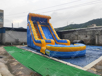Vente chaude, toboggan aquatique gonflable en PVC bleu commercial, château gonflable géant, toboggan gonflable pour adultes