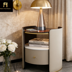 <span class=keywords><strong>Table</strong></span> <span class=keywords><strong>de</strong></span> <span class=keywords><strong>chevet</strong></span> en bois post-moderne créative, style nordique minimaliste, avec un seul tiroir et des éléments métalliques - Product Image 3