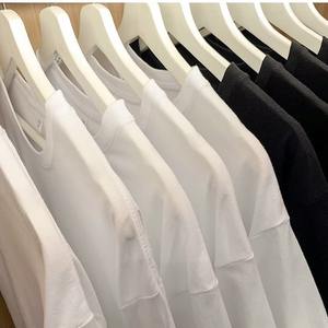 T-shirt estiva in cotone Basic da uomo comoda con spalla destra ampia e sottile a maniche corte in maglia a collo destro OEM ODM modello solido - Product Image 4