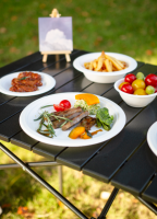 Assiettes rondes jetables en bagasse de canne à sucre de 8 pouces, robustes et écologiques, pour le camping et les mariages