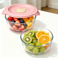 Boîte à lunch ronde empilable en verre borosilicate de haute qualité, étanche et hermétique, pour le stockage des aliments