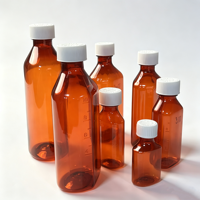 Bouteille en plastique PET ambré avec échelle graduée, vide, pour sirop contre la toux, médicament liquide oral, plusieurs tailles disponibles
