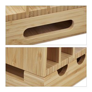 Estación de Carga para Múltiples Dispositivos de Bambú, Base de Carga de Madera con Soporte para Reloj, Organizador de Escritorio para Teléfono y Reloj - Product Image 5