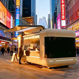 Carrito Móvil Dorado con Toldo Abierto para Operaciones de Café Especializado, Helados y Comida Rápida en la Playa, Acero Inoxidable, 4 Estantes - Product Image 4