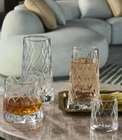 Verres à eau, à dessert et à whisky en verre gravé multi-feuilles, design esthétique, pour la maison, vente en gros