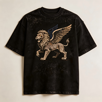 T-shirt Homme Oversize Coupe Boxy Personnalisé Haute Qualité, Effet Délavé Rétro, Broderie Logo Griffin, T-shirts Vierge pour Marque