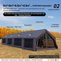Carpa Inflable al por Mayor de 8+8.8m con Espacio Extendido, Impermeable 3000MM, Lona de Algodón, para Todas las Estaciones, Montaje Rápido para Camping al Aire Libre