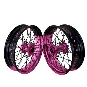 Juego de Ruedas <span class=keywords><strong>para</strong></span> Motocicleta Supermoto, Color Negro y Rosa, <span class=keywords><strong>para</strong></span> KT M EXC SXF 2003-2025, 17-3.5/5.0 - Product Image 1