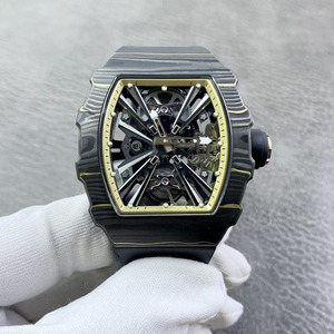 Montre-bracelet pour homme de luxe, élégante et de haute qualité, avec tourbillon, en fibre de carbone TPT, bracelet en caoutchouc de 20 mm, forme tonneau - Product Image 2
