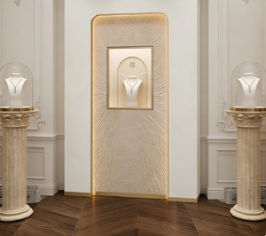 Présentoir à bijoux <span class=keywords><strong>colonne</strong></span> romaine de luxe avec éclairage LED, <span class=keywords><strong>vitrine</strong></span> personnalisée en marbre pour colliers, dôme en <span class=keywords><strong>verre</strong></span>, durable, haut de gamme - Product Image 1