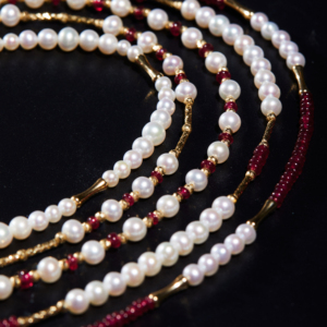 Cadena de lujo Rubí 18K Oro sólido Collar de perlas de agua dulce Gargantilla personalizada de lujo para mujeres Collar de perlas de piedras preciosas - Product Image 5