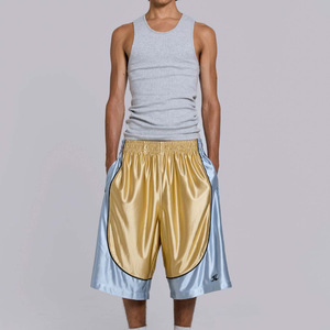 Shorts de basket-ball en satin coloré pour homme, style streetwear Y2K personnalisé, taille élastique, respirant, décontracté, style Bermuda - Product Image 2