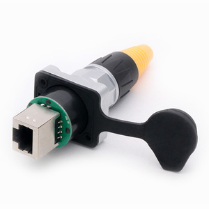 1 Bộ 8P8C lá chắn không thấm nước RJ45 kết nối RJ45 nữ bảng điều khiển gắn kết ổ cắm + Nam cắm RJ45 Ethernet đặt thẳng qua 180 ° - Product Image 3