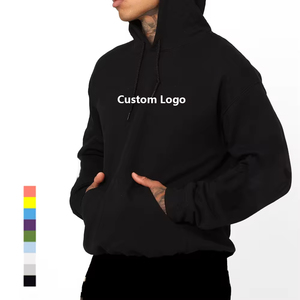 <b>Mens</b> Cropped Boxy Hoodies for Custom Oversized 100% Cotton Pullover Print logo Loose <b>Sweatshirt</b> Hoodies for OEM ODM - Product Image 2